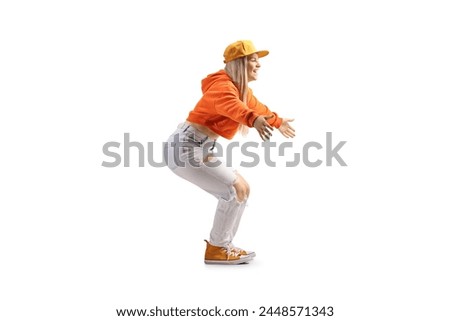 Similar – Image, Stock Photo young woman kneeling on floor feeding snacks to her cat