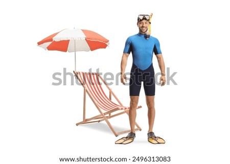 Similar – Image, Stock Photo Young man with snorkel and diving mask swimming and taking a selfie under water. Travel, vacation and sports activity concept.