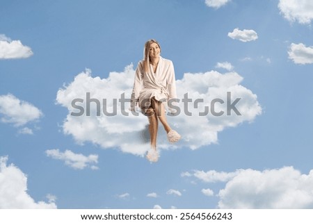 Similar – Image, Stock Photo Woman sitting on sleepers in middle of railway