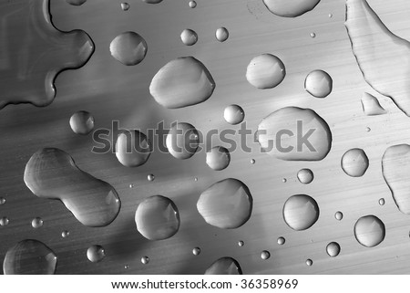 water drops on stainless steel surface
