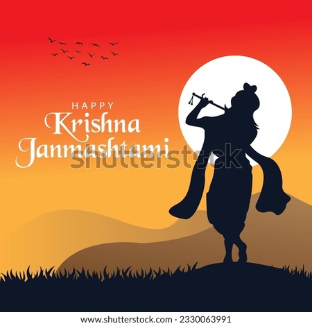 Happy krishna janmashtami hindu festival celebration for social media post vector design.
