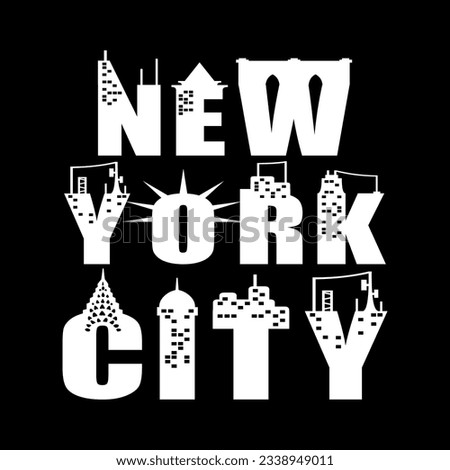 New York City text effect with building vector design.