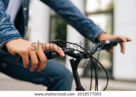 Similar – Image, Stock Photo close up handlebar of a bicycle