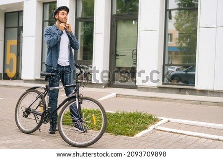 Similar – Image, Stock Photo Man with helmet riding custom motorbike