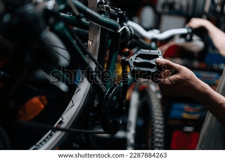 Similar – Image, Stock Photo Focused craftsman repairing handlebar with fire