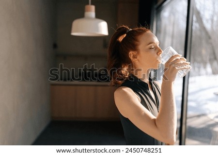 Similar – Image, Stock Photo young beautiful woman drinking coffee or tea camping outdoors with a van and her two dogs. Travel concept