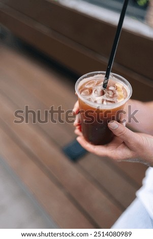 Similar – Image, Stock Photo Unrecognizable female traveler enjoying sunny day on rocky seashore