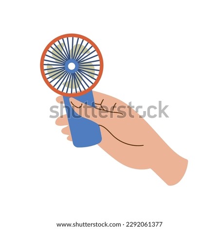 Hand fan vector illustration isolated on white background. Fan in hand, side view