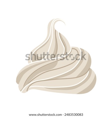 Whipped Cream swirl isolated on white background. Vector illustration.