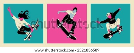 Similar – Image, Stock Photo Skater performing trick on ramp in skate park