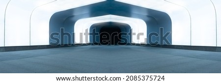 Similar – Image, Stock Photo Highway tunnel. Interior of urban tunnel without traffic in nught with blue lights. Rome, Italy