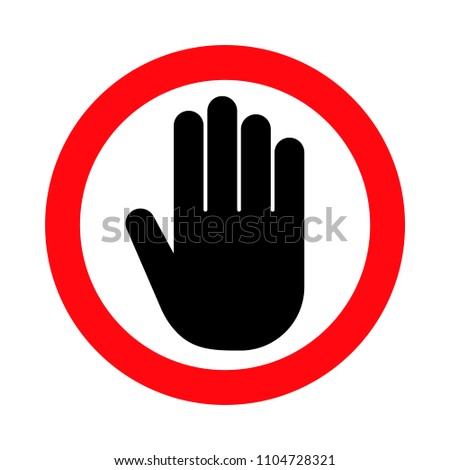 Hand stop sign, push icon, vector illustration