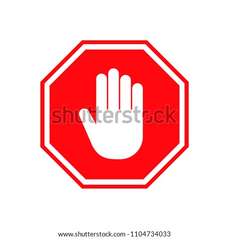 Hand stop sign, vector illustration icon