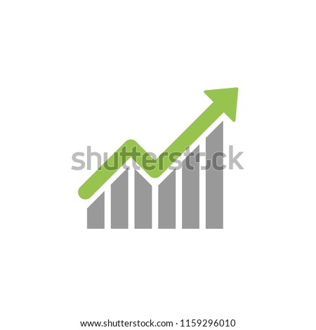 Graph trending upwards, Arrow pointing up on graph, Vector illustration