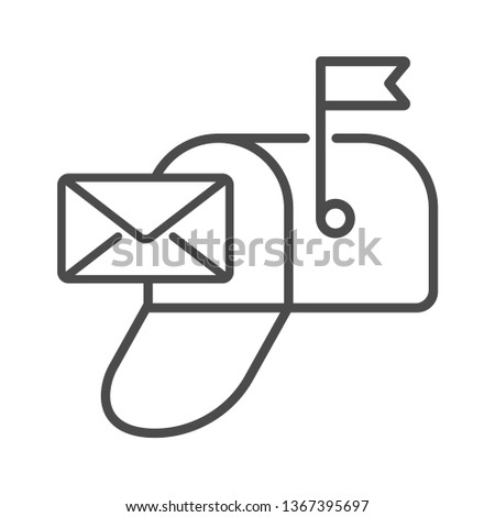 Open mailbox with envelope, thin line icon