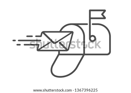 Mail delivery icon, Envelope entering open mailbox