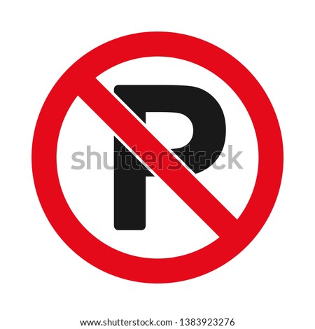No parking sign in red and black, Crossed out capital letter P