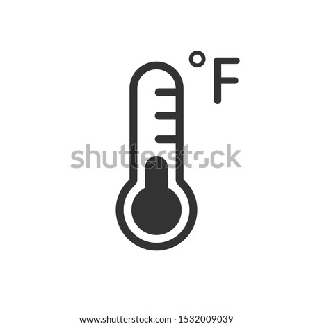 Thermometer with Fahrenheit symbol, vector icon