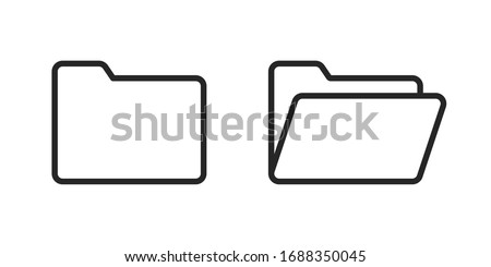 Open and closed folders outline icon set
