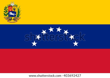 Stock Vector Flag of Venezuela with coat of arms - Proper Dimensions