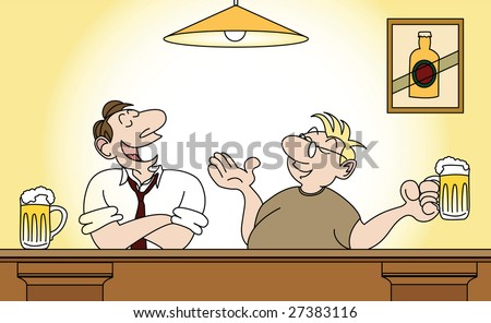 Vector Illustration Of Comic Strip Drawing Men Drinking Beer - 27383116 ...