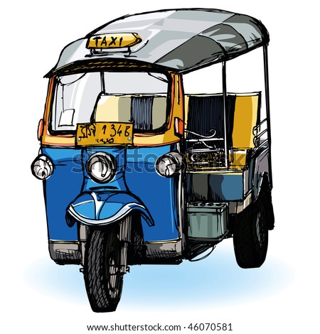 Vector Representation Of Tuk-Tuk In Thailand (Hand Drawing) - 46070581 ...