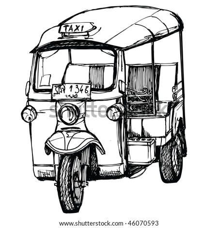 Vector Representation Of Tuk-Tuk In Thailand (Hand Drawing) - 46070593 ...