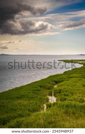 Image, Stock Photo Cloud drama and lakeside with reflection in moor lake