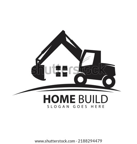 kobelco excavator icon. Excavator construction home property logo