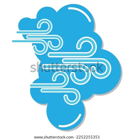 Vector illustration of wind cloud icon. Strong wind sign.