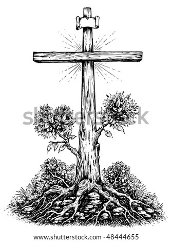 Crucifix Surrealism Illustration Black & White