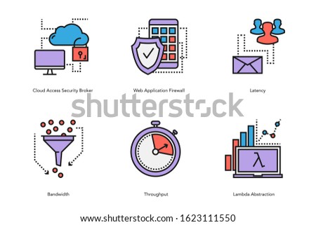 Vector Colored Linear Internet Data Characteristic Icons