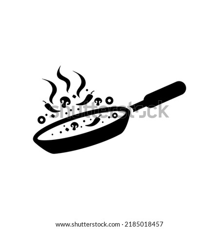 Frying pan icon, logo isolated on white background