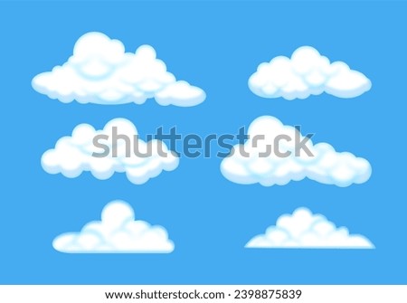 clouds isolated on blue sky panorama vector collection. Cloudscape in blue sky, white cloud illustration