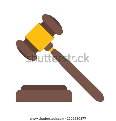 Judge Wood Hammer vector illustration, auction, flat design, judgment, auction icon can be used for web and mobile