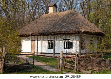 Old clay house with straw roof