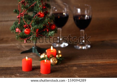 Christmas table for two person in love
