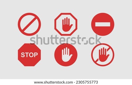 set of trafic stop icon vector