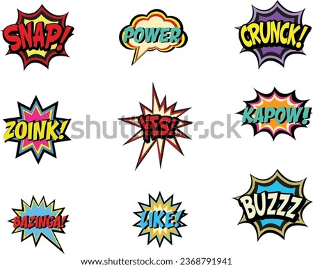 set of comic book vector illustration