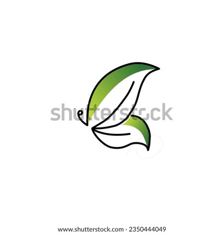 Beauty Butterfly with Leaves Logo Template icon design. Unusual Butterfly logo vector.