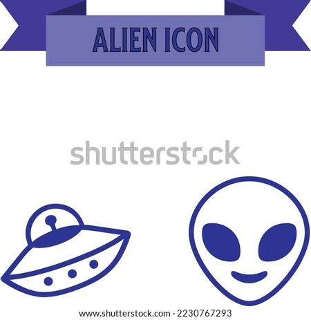 Extraterrestrial alien face or head symbol line art vector icon for apps and websites