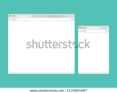Open Internet browser window in a flat style. Design a simple blank web page. 
