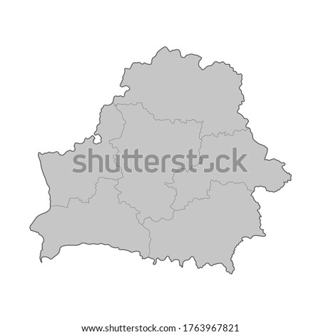 Map of Belarus divided to regions. Outline map. Vector illustration.