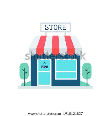 Red store vector. Sign for promotion and websites. A simple store design for mobile application.