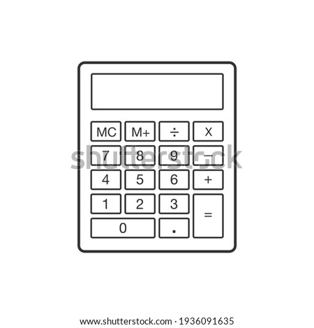 Calculator linear icon. Thin line illustration. Contour symbol. Vector isolated outline drawing.