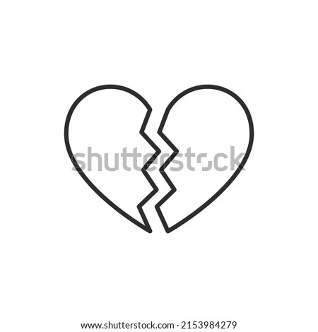 Broken heart, two halves of the heart icon. High quality black vector illustration.