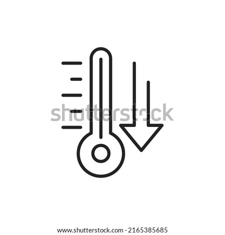Temperature on the thermometer will fall icon. High quality black vector illustration.