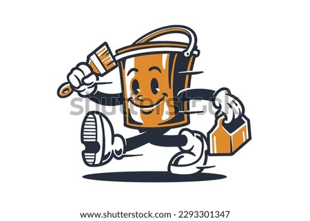 Paint bucket mascot logo cartoon character illustration vector