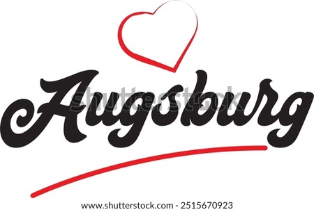 Augsburg city text design with red heart typographic icon design suitable for touristic promotion