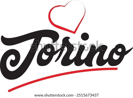 Torino city text design with red heart typographic icon design suitable for touristic promotion